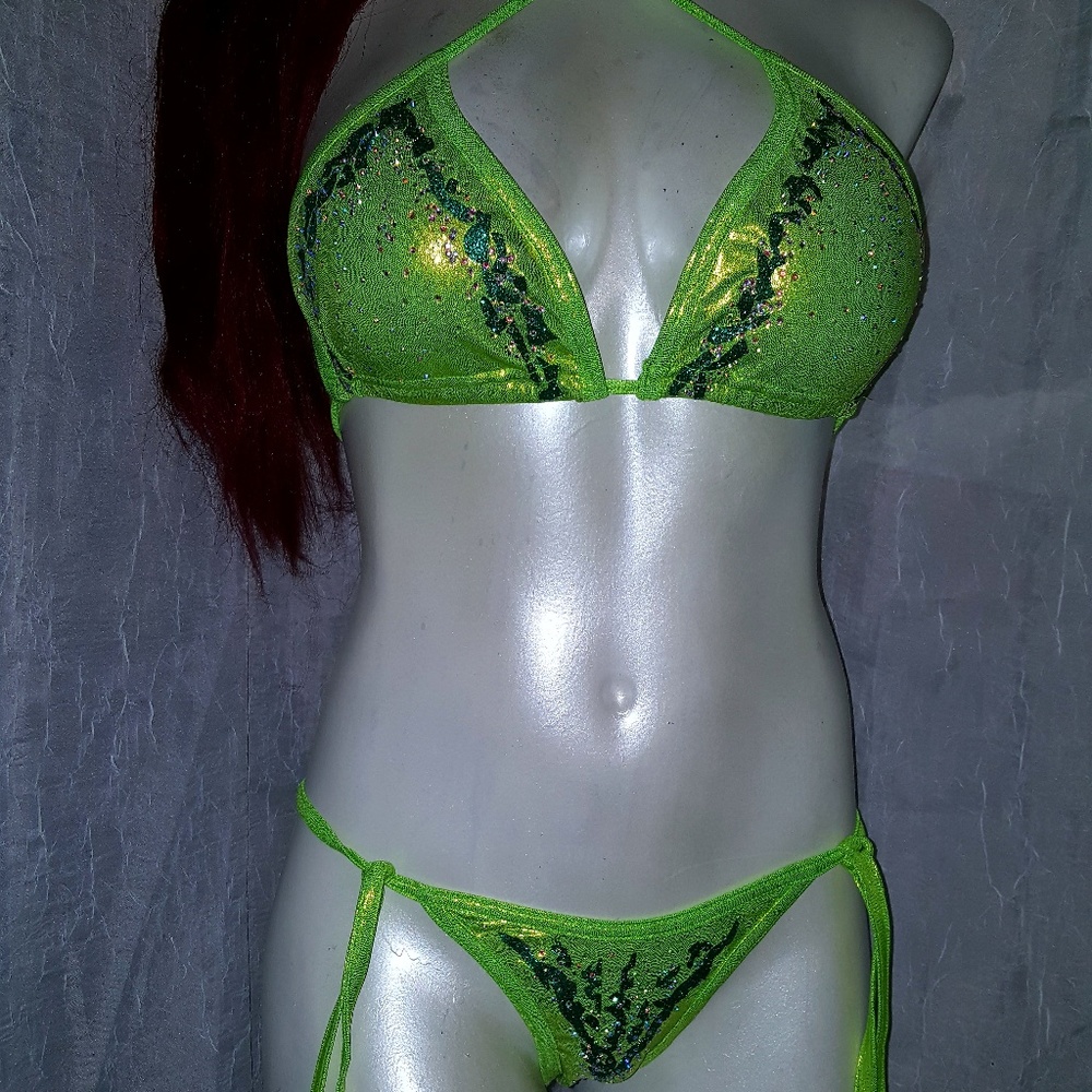 rhinestone & vinyl art bikini set